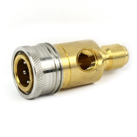 Interstate Pneumatics 3/8 Inch Pressure Washer Quick Coupler Gauge Brass Fitting With Stainless Steel Collar PW7163